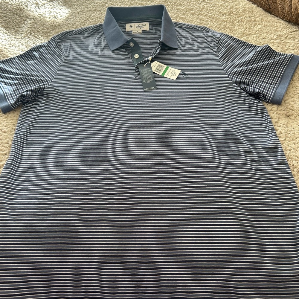 BNWT Original Penguin Blue Striped Polo Shirt